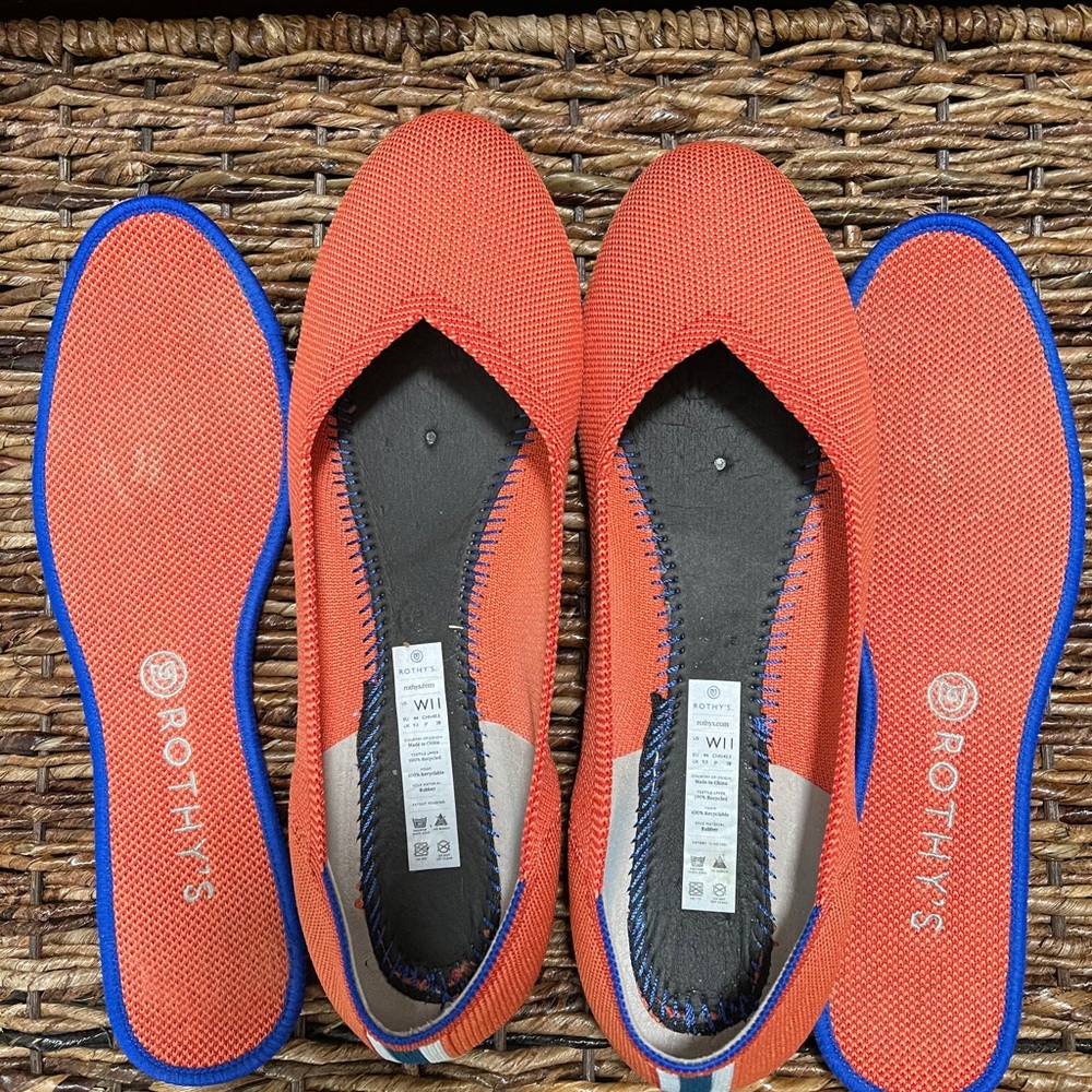 Rothy’s persimmon heel stripe flat size 11